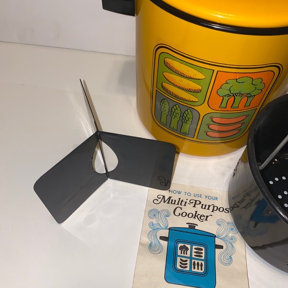 Vintage Multi-Purpose 4 Qt Cooker Yellow Orange Green by US Stamping Retro MCM - Picture 5 of 11